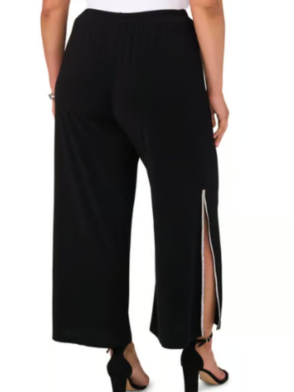 MSK Women's Sequined/Rhinestone Trim Wide-Leg Pants Dressy/Evening